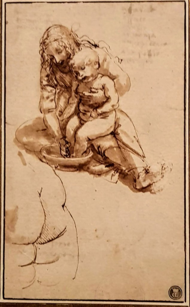 Vierge lavant l'enfant Jésus